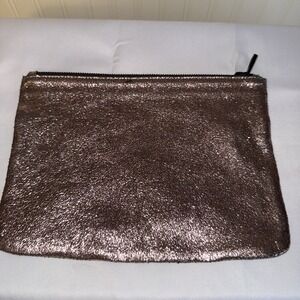 Marc Jacobs Neiman Marcus Rose Gold Leather Zip Clutch Makeup Cosmetic Bag Pouch